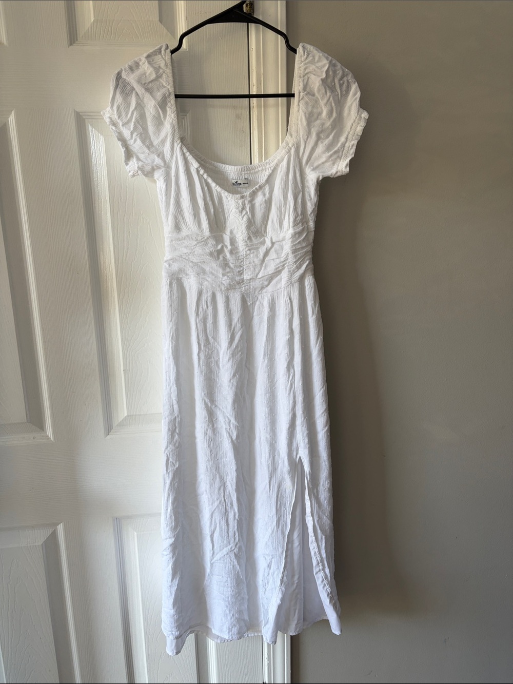 Hollister White Maxi Dress with Puff Sleeves